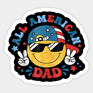 All American Dad 4th Of July Dad Smile Face Fathers Day Sticker